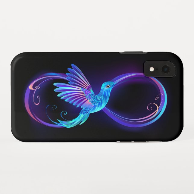 Neon Infinity Symbol with Glowing Hummingbird Case-Mate iPhone Case (Back (Horizontal))