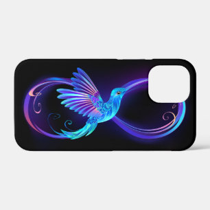 Neon Infinity Symbol with Glowing Hummingbird iPhone 12 Mini Case