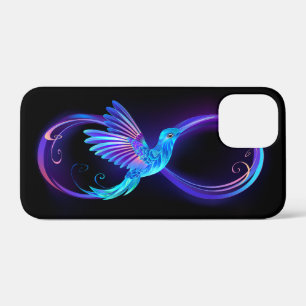 Neon Infinity Symbol with Glowing Hummingbird iPhone 12 Mini Case