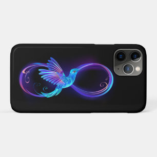 Neon Infinity Symbol with Glowing Hummingbird iPhone 11 Pro Case