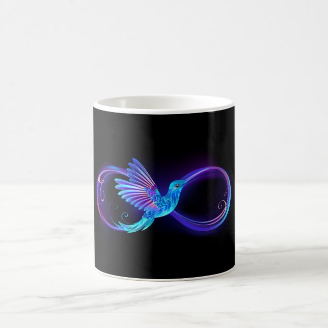 Neon Infinity Symbol with Glowing Hummingbird Coffee Mug (Center)