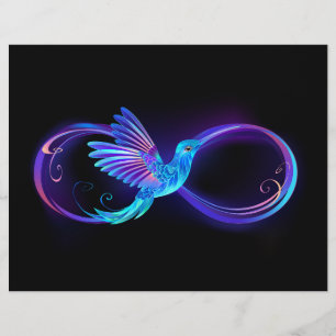 Neon Infinity Symbol with Glowing Hummingbird Custom Letterhead