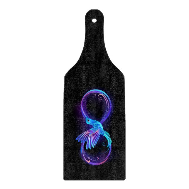 Neon Infinity Symbol with Glowing Hummingbird Cutting Board (Front)