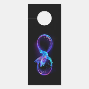 Neon Infinity Symbol with Glowing Hummingbird Door Hanger