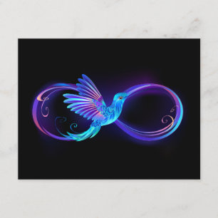 Neon Infinity Symbol with Glowing Hummingbird Enclosure Card