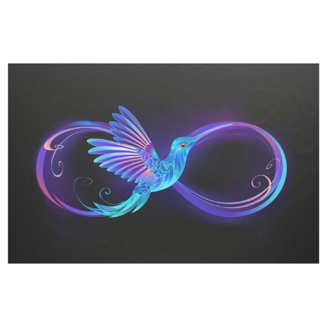 Neon Infinity Symbol with Glowing Hummingbird Fabric (Yard)