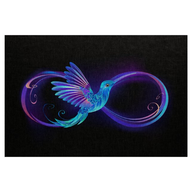 Neon Infinity Symbol with Glowing Hummingbird Fabric (Yard)