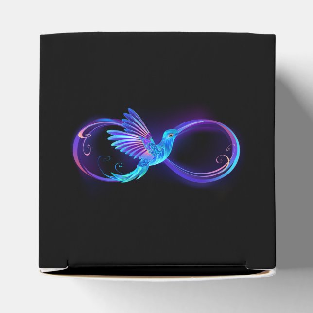 Neon Infinity Symbol with Glowing Hummingbird Favour Box (Top)