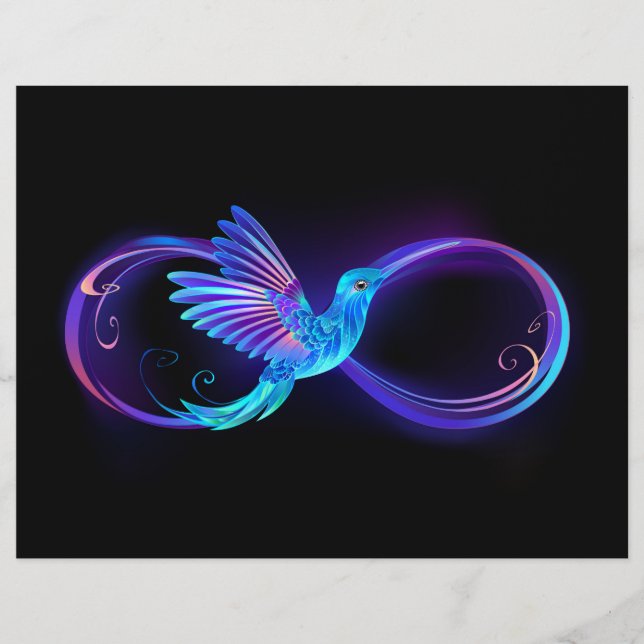 Neon Infinity Symbol with Glowing Hummingbird Flyer (Front)