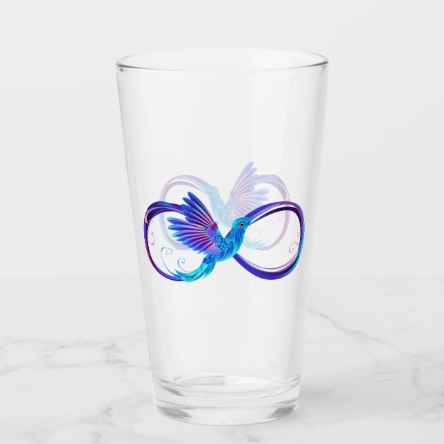 Neon Infinity Symbol with Glowing Hummingbird Glass (Front)
