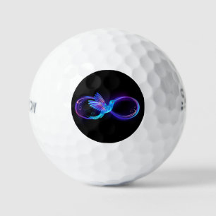 Neon Infinity Symbol with Glowing Hummingbird Golf Balls