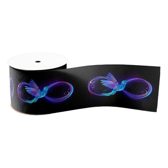 Neon Infinity Symbol with Glowing Hummingbird Grosgrain Ribbon (Spool)