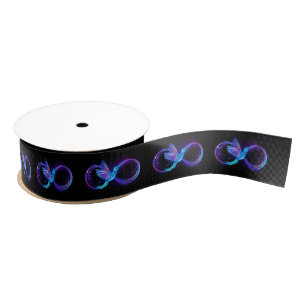 Neon Infinity Symbol with Glowing Hummingbird Grosgrain Ribbon