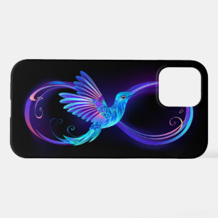 Neon Infinity Symbol with Glowing Hummingbird iPhone 12 Pro Case
