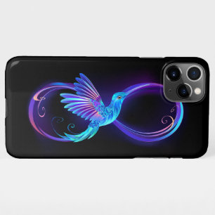 Neon Infinity Symbol with Glowing Hummingbird iPhone 11Pro Max Case