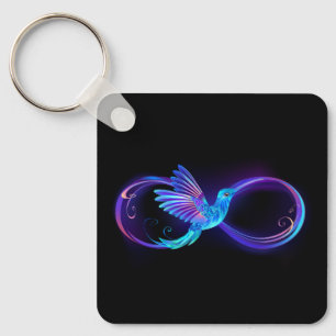 Neon Infinity Symbol with Glowing Hummingbird Key Ring