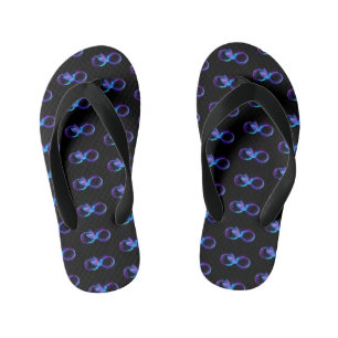 Neon Infinity Symbol with Glowing Hummingbird Kid's Thongs