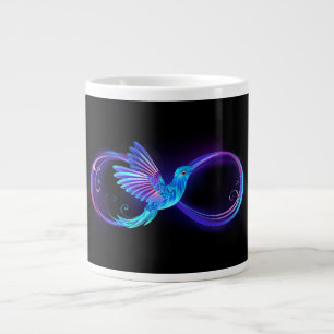 Neon Infinity Symbol with Glowing Hummingbird Large Coffee Mug