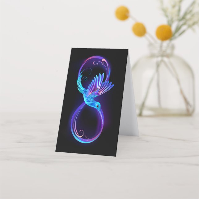 Neon Infinity Symbol with Glowing Hummingbird Loyalty Card (Back)