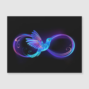 Neon Infinity Symbol with Glowing Hummingbird Magnetic Invitation
