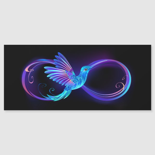 Neon Infinity Symbol with Glowing Hummingbird Magnetic Invitation (Front)