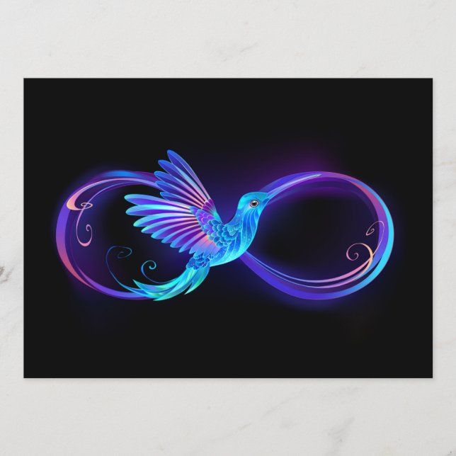Neon Infinity Symbol with Glowing Hummingbird Menu (Front)