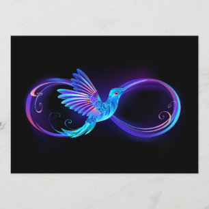 Neon Infinity Symbol with Glowing Hummingbird Menu