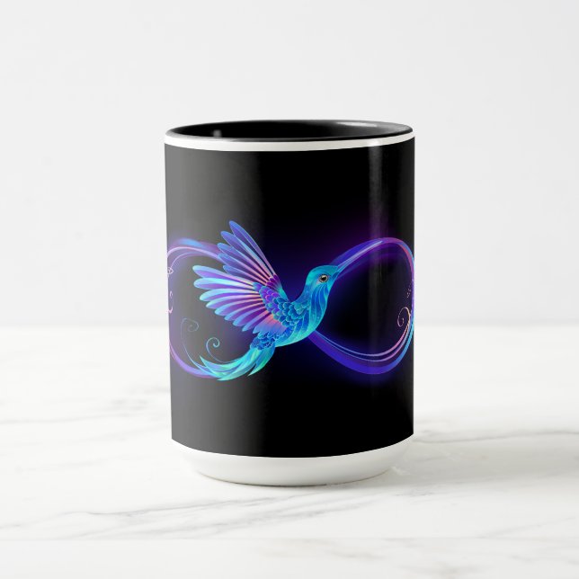 Neon Infinity Symbol with Glowing Hummingbird Mug (Center)