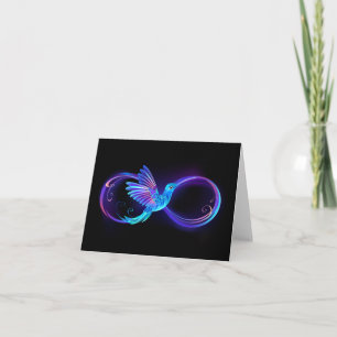 Neon Infinity Symbol with Glowing Hummingbird Note Card