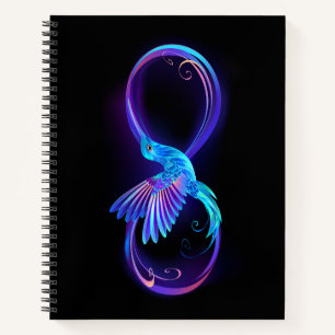 Neon Infinity Symbol with Glowing Hummingbird Notebook