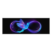 Neon Infinity Symbol with Glowing Hummingbird