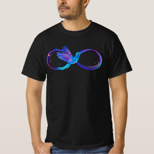 Neon Infinity Symbol with Glowing Hummingbird T-Shirt