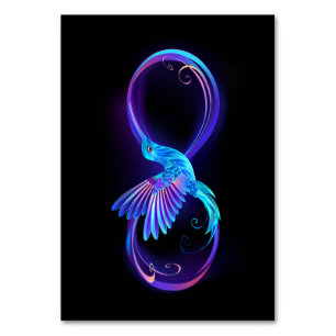 Neon Infinity Symbol with Glowing Hummingbird Table Number