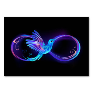 Neon Infinity Symbol with Glowing Hummingbird Table Number