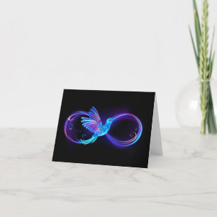 Neon Infinity Symbol with Glowing Hummingbird Thank You Card