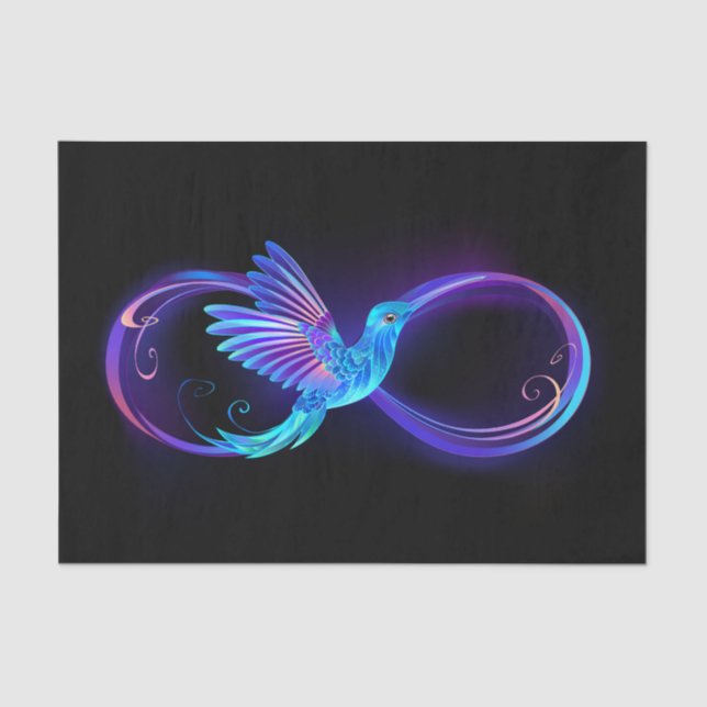 Neon Infinity Symbol with Glowing Hummingbird Tissue Paper (Front)