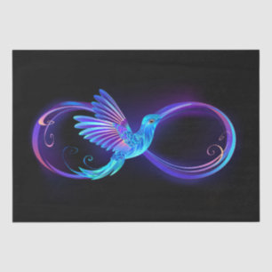 Neon Infinity Symbol with Glowing Hummingbird Tissue Paper
