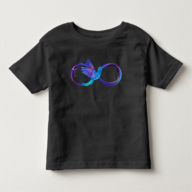 Neon Infinity Symbol with Glowing Hummingbird Toddler T-Shirt (Front)