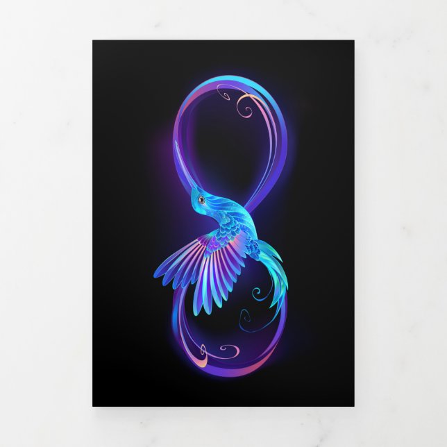 Neon Infinity Symbol with Glowing Hummingbird Tri-Fold Programme (Cover)