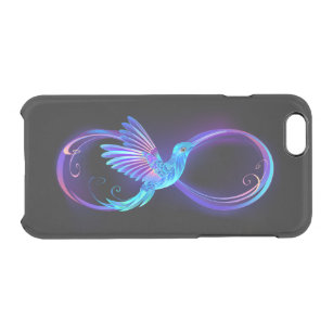 Neon Infinity Symbol with Glowing Hummingbird Clear iPhone 6/6S Case
