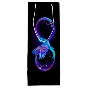 Neon Infinity Symbol with Glowing Hummingbird Wine Gift Bag
