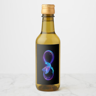 Neon Infinity Symbol with Glowing Hummingbird Wine Label
