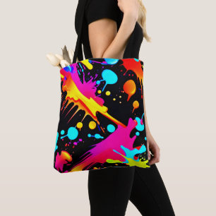 Neon Ink Splash Design Tote Bag