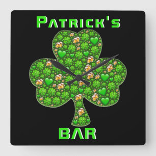 Neon Irish Pub Bar Sign Clock Shamrock Beer Named