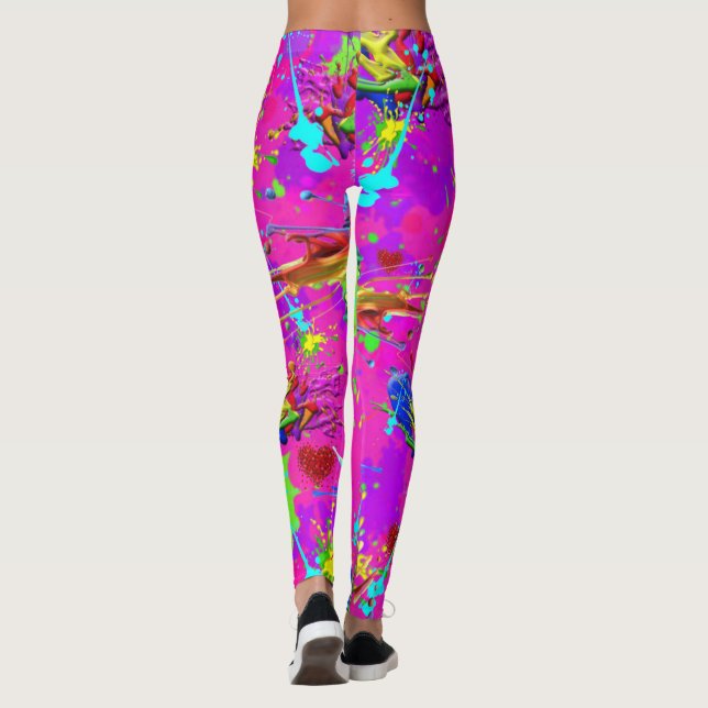 Neon Is A Splattered Paint CBDOilPrincess   Leggings (Back)