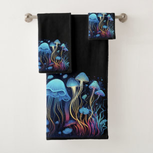 Neon Jellyfish Bath Towel Set