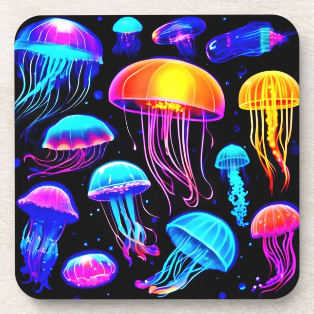 Neon Jellyfish Coaster (Front)