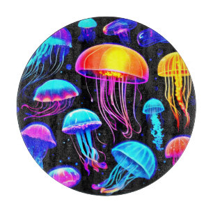 Neon Jellyfish Cutting Board