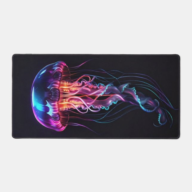 Neon jellyfish desk mat (Front)