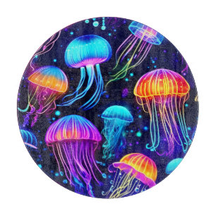 Neon Jellyfish Dreams Cutting Board